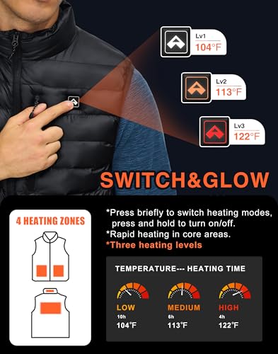 Image of Pioneer Camp Men's Heated Puffer Vest with Battery Pack & Chest Pocket - Lightweight Electric Heating Vests for Winter