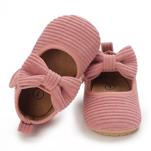 INMINPIN Baby Girls Shoes Corduroy Princess Dress Mary Jane Flats Newborn Infant First Walking Shoes Soft Rubber Sole House Indoor Slippers
