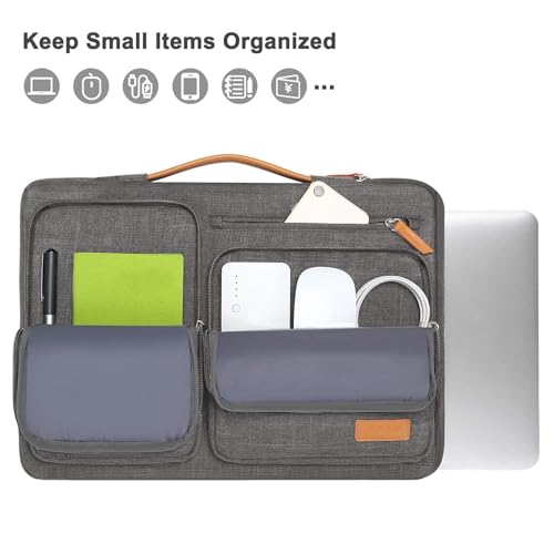 Image of MOSISO 360 Protective Laptop Case 14 inch, 14 inch Laptop Sleeve Compatible with HP Lenovo Dell ASUS Acer, HP, Dell Latitude, Lenovo, Side Open Carrying Case with 4 Zipper Pockets&Handle, Taupe Gray