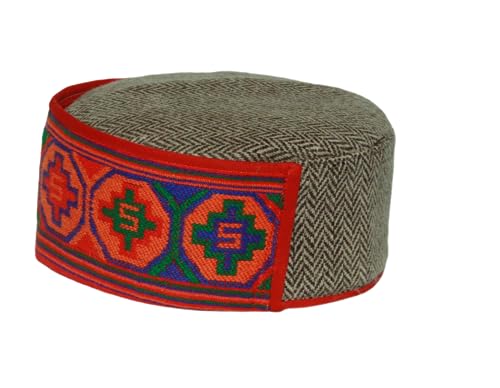 Image of Vastraa Fusion Himachali Topi for Men | Nepali Headwear | Traditional Kullu Cap | Pahadi Topi | Kashmiri Hat | Wool Handcrafted Ethnic Wear