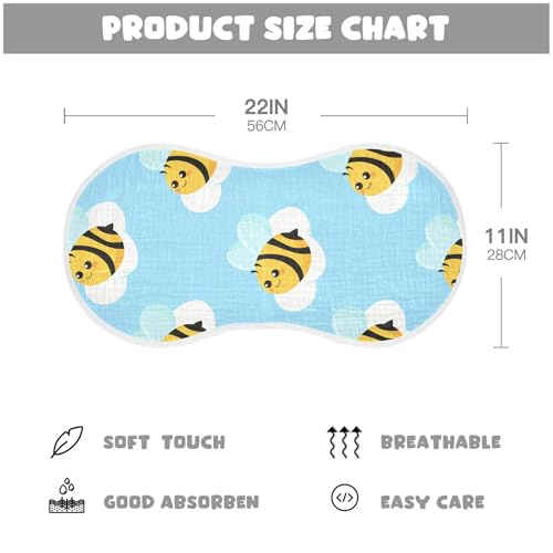 xigua Cartoon Bees Baby Burp Cloths for Newborn Boys and Girls 1 Pack, Soft & Absorbent Cotton Baby Burp Cloth, Baby Washcloths, Newborn Towel, Burp Rags4