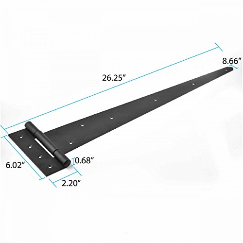 Renovators Supply Manufacturing Black T Strap Shed Door Hinge 25-1/4 Inch Rustic Flush Mount Black Iron Barn Door Shed Hinge With Hardware Pack Of 4 #TOP1