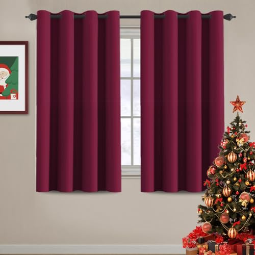 Image of H.VERSAILTEX Blackout Curtain for Living Room Thermal Insulated Window Treatment Curtain Extra Long 54 inch Length Energy Saving Solid Grommet Top Blackout Drape, One Panel, Burgundy Red