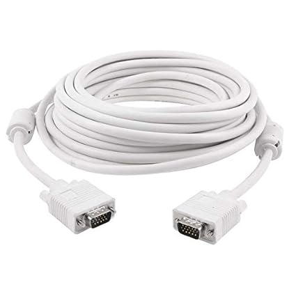 Terabyte Male to Male VGA Cable 20 Meter, Support PC/Monitor/LCD/LED, Plasma, Projector, TFT. VGA to VGA Converter Adapter Cable [White]