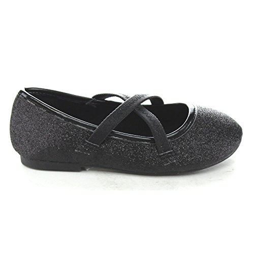 Jelly Beans Ballet Toddler's Little Girl Glitter Comfort Ballet Flat Shoes,Black,42