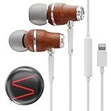 シンフォニゼーション iPhoneイヤホン 有線重低音サウンド 3Dサウンド マイクボリュームコントロール 90%ノイズキャンセリング Bubinga Wooden with Lightning (Apple MFI認証) iPhone SE to 14 イヤホン (ホワイト)