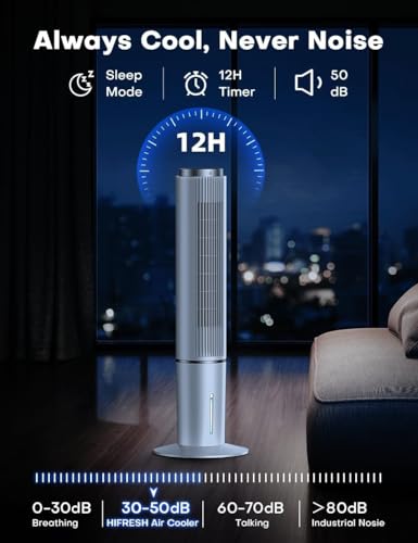 HIFRESH Air Cooler for Home, 107CM Tower Cooler w/Remote - Image 8