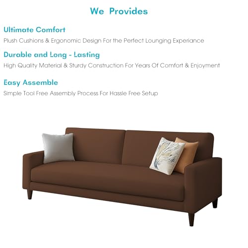Image of Kathleen 3 Seater Sofa Set for Living Room - Foldable Convertible Couch Furniture for Home, Office or Guest Use, Modern Designer Stylish Comfortable (Brown)