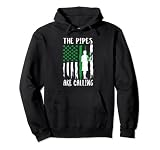 Bandera de Estados Unidos de estilo retro vintage con una raya verde y una gaitera con un escudo de trébol. Perfecto para gaitas o cualquier persona que ama las tuberías y tambores. Perfecto para un desfile o el día de San Pablo. Camiseta irlandesa perfecta Erin Go Bragh.