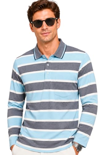 Image of SANE ORIGINALS Men's Full Sleeve Polo T-Shirt with Pocket, Premium Cotton Blend Collar Neck Tee