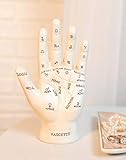 Ebros Gift Ancient Mystical Psychic Fortune Teller Chirology Palmistry Hand Palm with Lines and Symbols Figurine Decor Witchcraft Spiritual Divinity Statue for Palmists Readers (White)