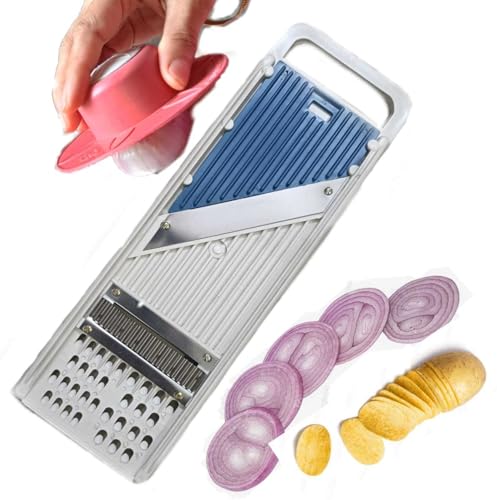 Image of Multipurpose Vegetable Cutter & Chopper | Manual Hand Press Onion, Potato, Carrot & Fruit Slicer Dicer | Sharp Blade Kitchen Chopper | Easy to Use & Clean