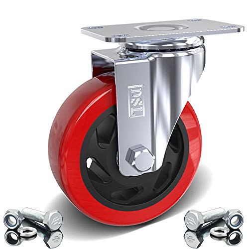 DSL 1 x Heavy Duty UNBRAKED Double Bearing 100mm Rubber Swivel Castor Wheel Trolley Furniture Caster 175KG Free Fitting