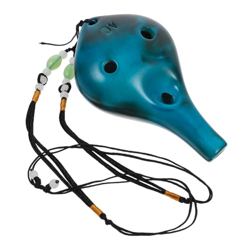 BESPORTBLE 1Pc Portable Dolomite Ocarina Musical Instrument with Lanyard Blue for Beginners Birthday present Compact Design for Easy Carrying