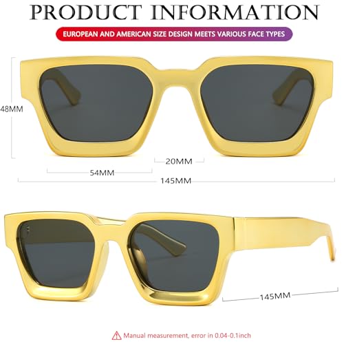 Image of AIEYEZO Square Sunglasses for Women Men Square Thick Frame Sun Glasses Simple Designer Style Shades