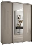 ABIKSMEBLE Dakota 9 Armario de Tres Puertas Correderas con Espejo,2x200x45cm - Cachemira Dinero