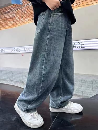 Boys Baggy Jeans for Kids Wide Leg Cargo Jeans, Loose Fit Wide Leg Elastic Waist Loose Elastic Waist Denim Pants Pockets4