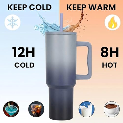 Image of CYNVEXA Tumbler with lid and Straw 1200ML Cup Stainless Steel Vacuum Insulated Tumbler for Water, Iced Tea or Coffee 1.2L Office Gym Travelling (Stone Wash)