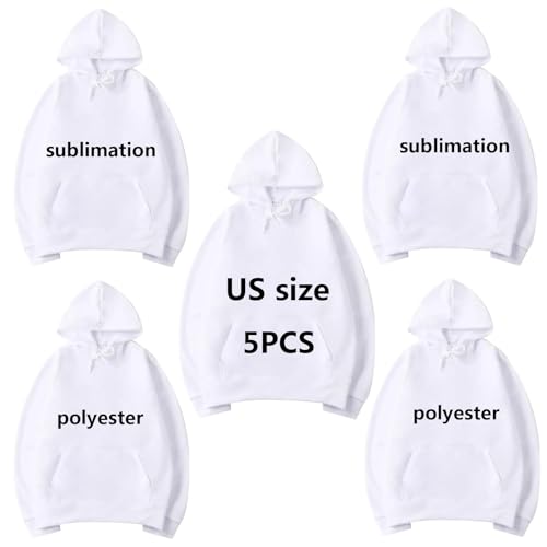 5 pcs sublimation hoodies blanks USA WAREHOUSE mens sublimation hoodie white polyester sweatshirt for sublimation