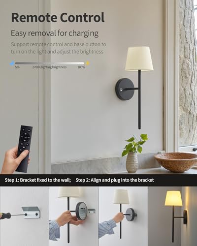 Apliques de pared inalámbricos para iluminar zonas sin enchufes con mando 4