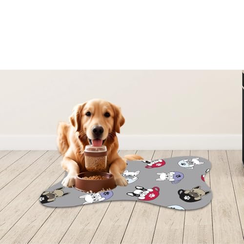 Jogo Americano para Cães Formato Ossinho Tapete Pet para Cães Comedouro e Bebedouro Tamanho 47cm x 3