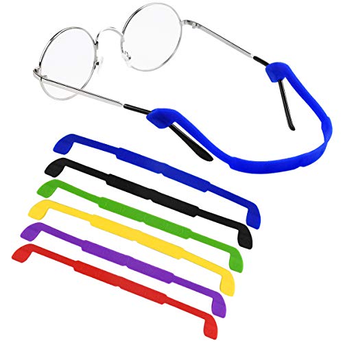 Fodlon Silicone Cordon Lunettes 6Pcs Enfants/Adulte Sangles Lunettes Chaine Antidérapant Sangle Elastique pour Lunettes de Soleil Lunettes de Lecture (Rouge Jaune Bleu Vert Violet Noir)