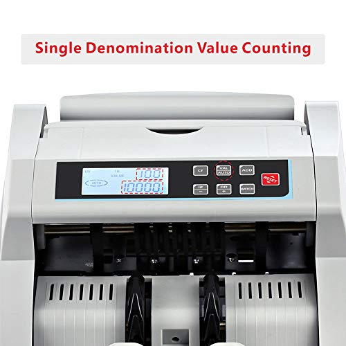 Bill Counter UV/MG Detection Money Counter Cash Counting Machine Banknote Counter Selected Single Denomination for US Dollar to Calculate The Total Monetary Value(Grey+LCD Display) - Thumbnail 7