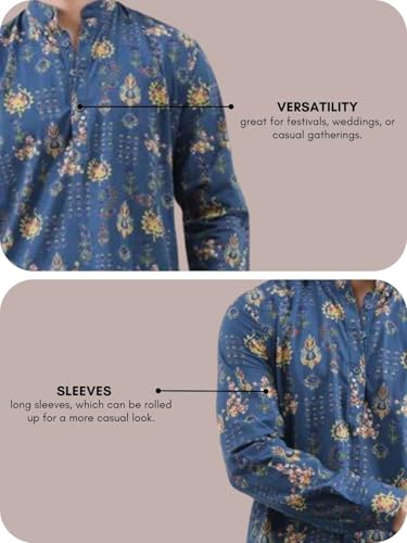 Image of OM SAI LATEST CREATION Men's Kurta || Rayon Motif Printed Kurtas for Men || Stand Collar Neck with Full Sleeve Straight Kurta for Men || Casual Kurta for Mens || Best Gifts for Men.