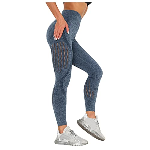 Generico Leggins Pilates Donna Vita Alta,Esecuzione di Stretchy Yoga Legging Stretto Casuale Push Up Donne Sport Pant Pantaloni