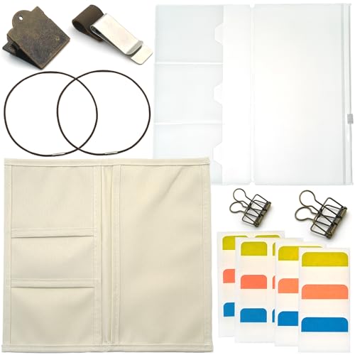 Kit de accesorios 7 en 1 de cuero genuino para cuadernos de viaje de lujo