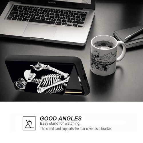 Vobber for iPhone 16 Case,Wallet Case Hidden Card Slot Holder Shockproof TPU and PC Dual Layer Protective Case Cover for iPhone 16 6.1 Inch 2024,Funny Skeleton Skull - image 4