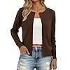 Trendy Queen Womens Cardigan Sweaters Lightweight Crew Neck Outfits Fall Fashion 2025 Clothing Chocolate Brown M