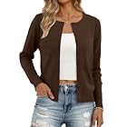 Trendy Queen Womens Cardigan Sweaters Lightweight Crew Neck Outfits Fall Fashion 2025 Clothing Chocolate Brown M
