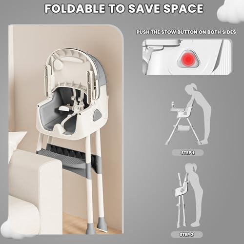 UBRAVOO 3-in-1 Babyhochstuhl, Kinderstuhl Klappbar Baby Hochstuhl ab 6 Monate, Umwandelbarer Ess- und Spielhochstuhl mit Doppellagigem… – Ansicht 3