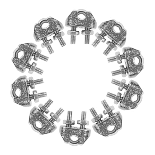 PRETYZOOM 10pcs 304 Stainless Steel Wire Rope Clamps Cable Clips U-clamp for Fencing Cable Management