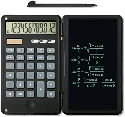 NewUgly Calculator with Tablet, 12 Digit Black Calculator Pocket Calculator, Solar and Battery Dual Power Basic Function Calculator, Basic Office Calculators, Flat Calculator, Calculators for Students