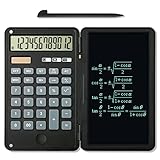 NewUgly Calculator with Tablet, 12 Digit Black Calculator Pocket Calculator, Solar and Battery Dual