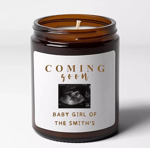 Coming Soon Personalized Candle for Friend, Women, Men, Mom, Dad, Sister, Coworker on Pregnancy Announcement, Baby is Coming Gift