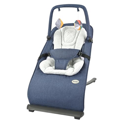 Image of Baby Bouncer, Portable Infant Bouncer,Baby Bouncer Seat for Infants Bouncer for Babies 0-6 Months, Baby Rocker with 3-Point Harness, Newborn Bouncer Easy to Fold(Dark Blue)