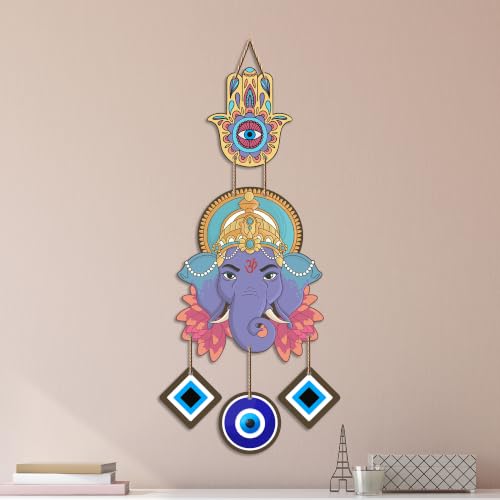 Image of Artvibes Lambodar Ganesha Nazar Battu Wall Hanging for Home Decor | Evil Eye Protection for Entrance Door Bedroom Living Room Temple | Positive Energy Vastu MDF Decorative Gift Item (WH 8567N)
