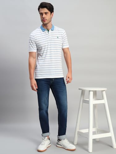 Image of Cantabil Men's Striped Polo Neck Half Sleeves Casual T-Shirt (P MTSH00895)