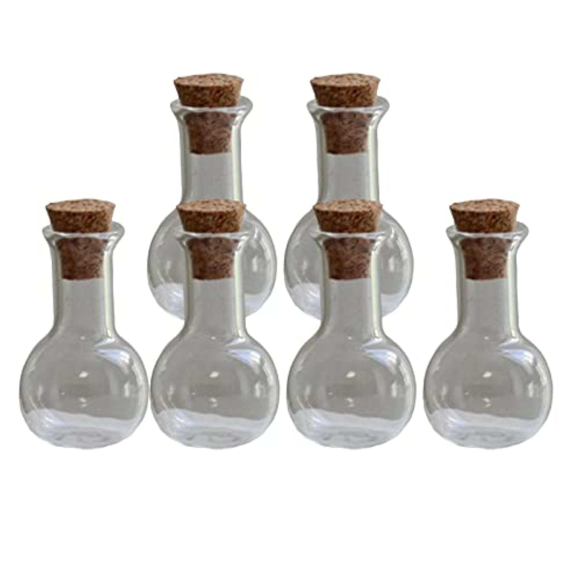 6X Mini Glass Bottles with Cork Stopper