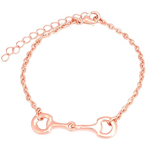 SENFAI Horse Snaffle Bit Charm Bracelet Bangle Jewelry (Rose Gold)