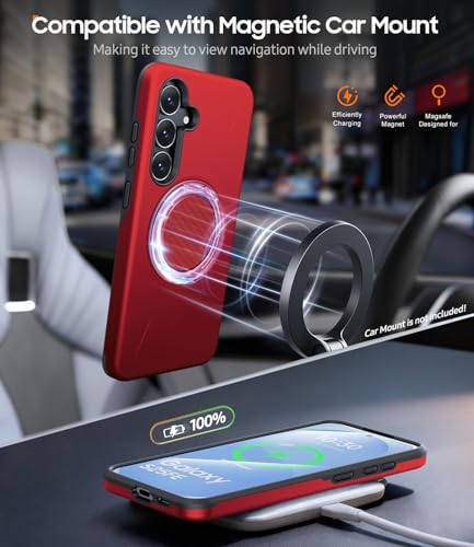 JAME for Samsung Galaxy S25 FE Case, Ring Stand, Shockproof Phone Case Red - image 5