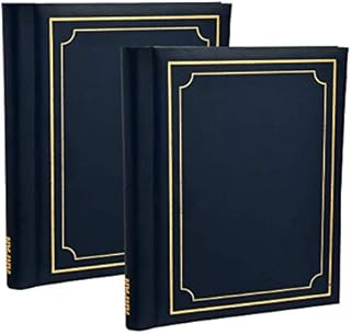 Photo Album Large Extra Value Twin Pack, 40 Easy Stick Pages per Album - Deluxe Padded Cover by Arpan (Blue - Twin Pack)