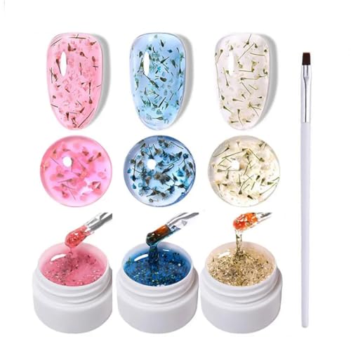 Set 4 esmaltes gel 5ml flores secas natural azul
