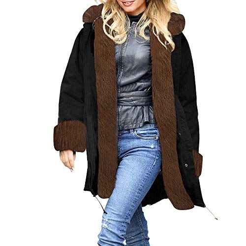 Abrigo de Invierno con para Mujer Chaqueta Capucha Mymyg Tamaños Cómodos Parka de Piel sintética Chaqueta con Capucha Gruesa y cálida Chaqueta de Lana Larga y Delgada Chaqueta Lammy Chaqueta Larga