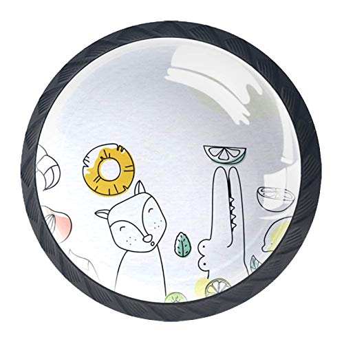 Boutons de tiroir en verre motif animaux lot de 4 poignées colorées pour meuble - 3