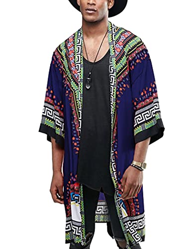 Coofandy mens african dashiki printed ruffle shawl collar cardiga…