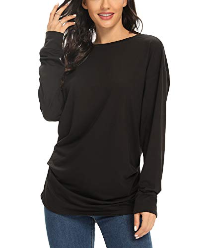 Women's Workout Shirts-Long Sleeve Shirts for Women Sports Yoga Tops Running Exercise Gym Shirts for Spring Fall Winter Black